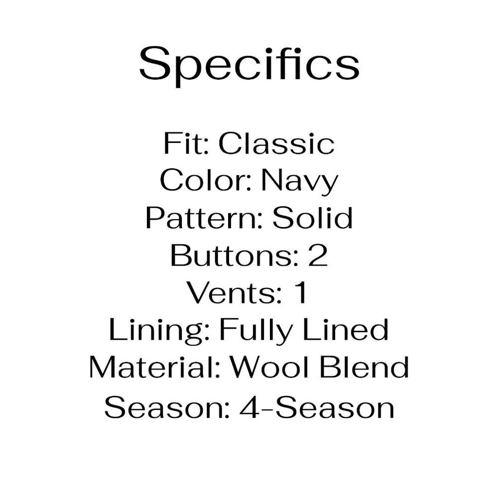 Statements 46l Navy Solid 2-Button Sport Coat Bla… - image 4